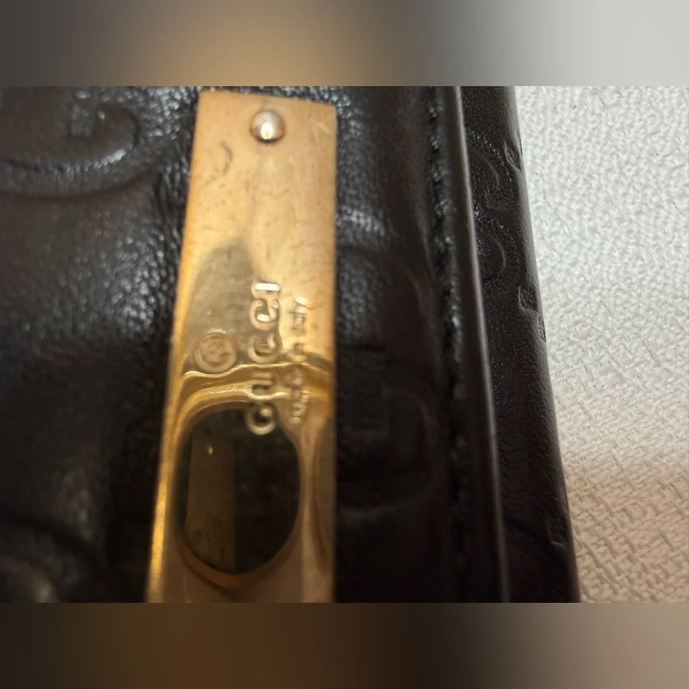 Gucci Black Guccissima Leather Continental Wallet Snap Closure